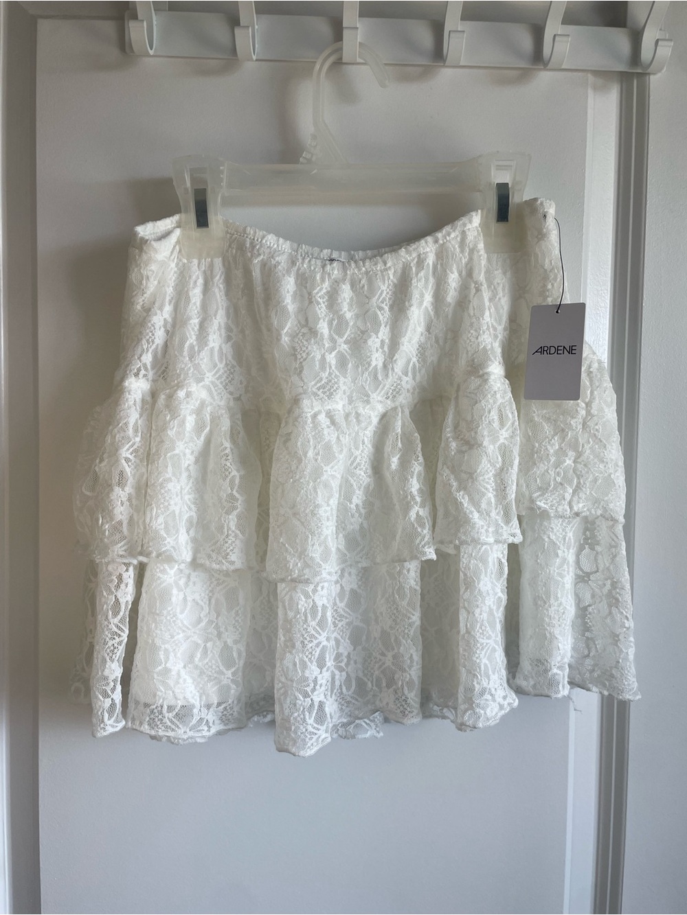 Ardene White Lace Tiered Skater Mini Skirt